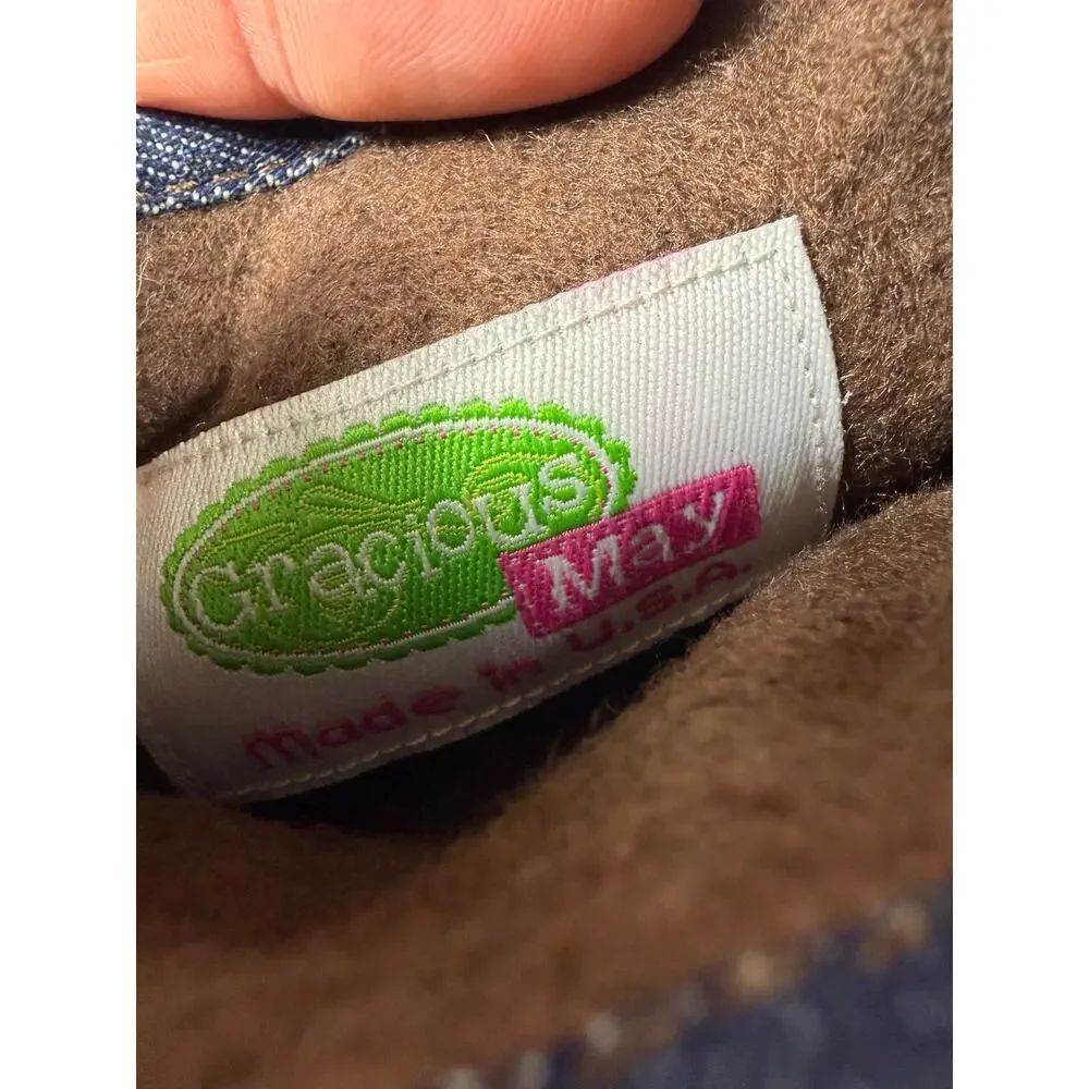 Gracious May Blue Chambray Knot Bow Boots size 7 Toddler